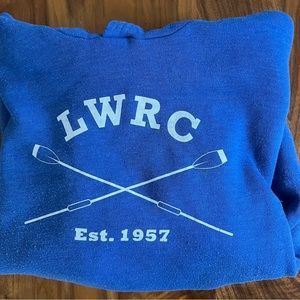 Bella Canvas Rowing Club blue logo hoodie hooded sweatshirt size Large